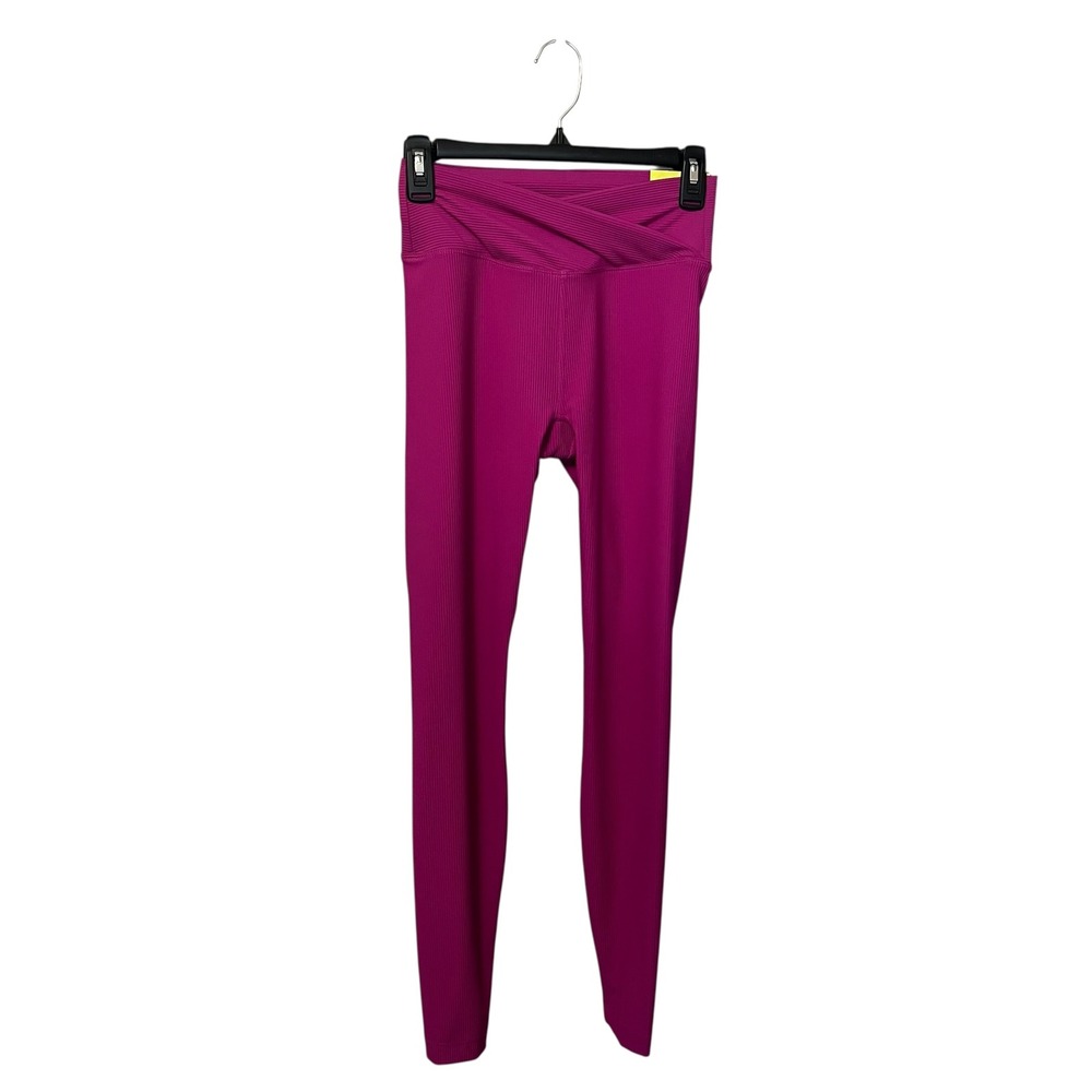 All‎ in Motion Womens High-Rise Ribbed Crossover Leggings Magenta Pink XS NEW